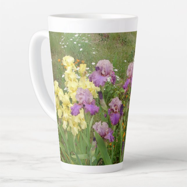 Beautiful Purple Iris Flower floral Garden Photo C Latte Mug (Left Angle)