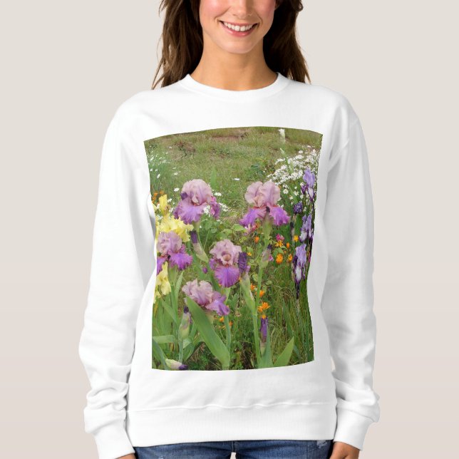 Beautiful Purple Iris Flower floral Photo Sweatshirt (Front)