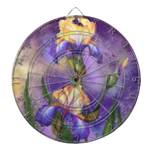 Beautiful Purple Iris Flower Migned Art Painting - Dartboard