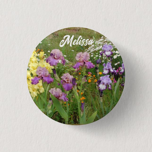 Beautiful Purple Iris Irises flower floral Garden 3 Cm Round Badge (Front)