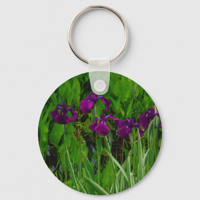 Beautiful Purple Iris Key Ring (Front)