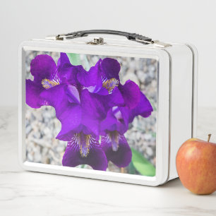 Beautiful purple iris metal lunch box
