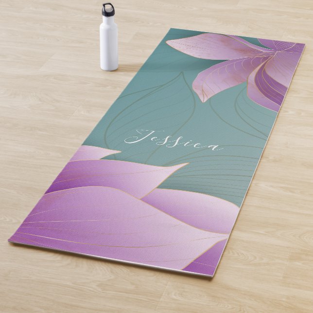 Beautiful purple lotus flowers Personalised Yoga M Mat (In Situ)
