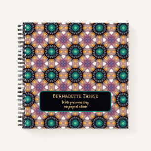Beautiful Purple Mauve Custom Name Geometric Tile Notebook