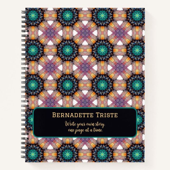 Beautiful Purple Mauve Custom Name Geometric Tile Notebook (Front)