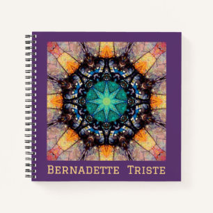 Beautiful Purple Mauve Custom Name Geometric Tile Notebook
