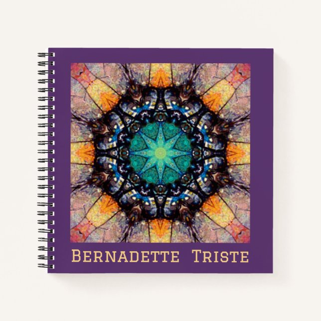 Beautiful Purple Mauve Custom Name Geometric Tile Notebook (Front)