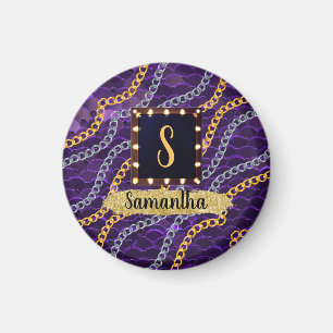 Beautiful Purple Monogram Elegant Chic Magnet