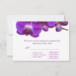 Beautiful purple orchid flowers wedding RSVP Card