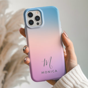 Beautiful Purple Peach Blue Gradient Personalised iPhone 16 Pro Max Case