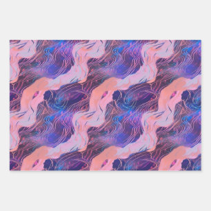 Beautiful Purple Pink Vaporwave Ripples Pattern Wrapping Paper Sheet