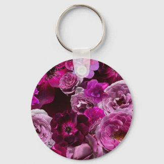 Beautiful Purple Rose Collage Key Ring
