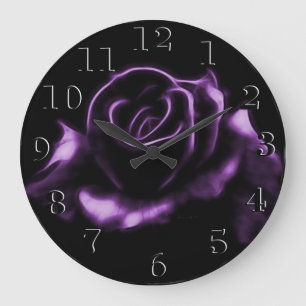 Beautiful Purple Rose Large Clock