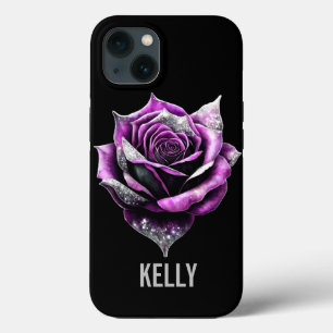 Beautiful Purple Rose with Glitter iPhone 13 Case