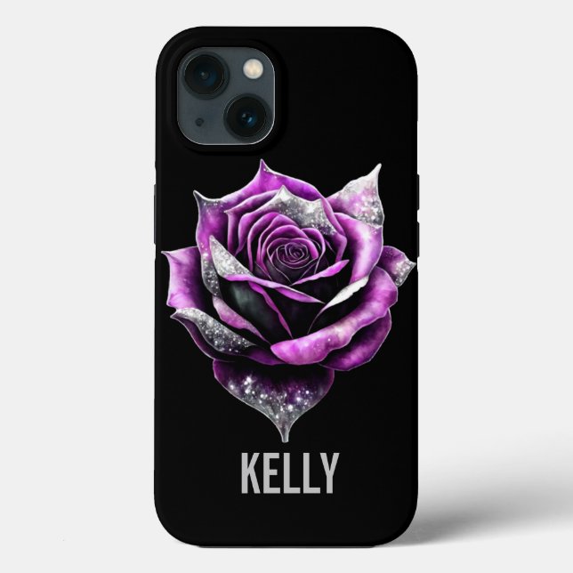 Beautiful  Purple Rose with Glitter Case-Mate iPhone Case (Back)