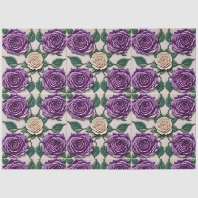 Beautiful Purple Roses Modern Collection Tissue Paper (Front)