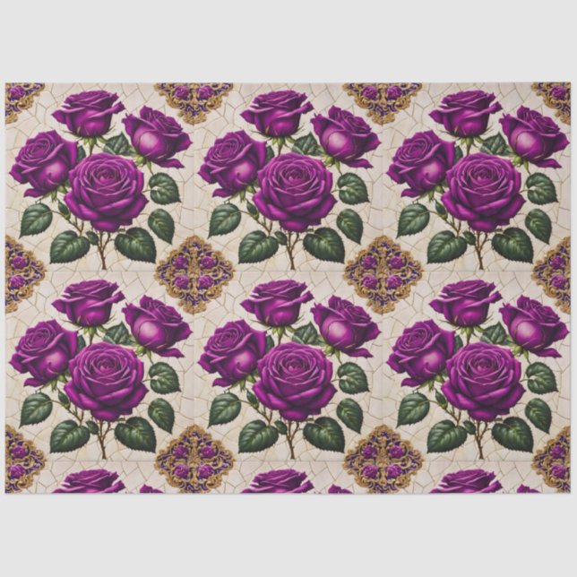 Beautiful Purple Roses Popular Collection Tissue Paper (Front)