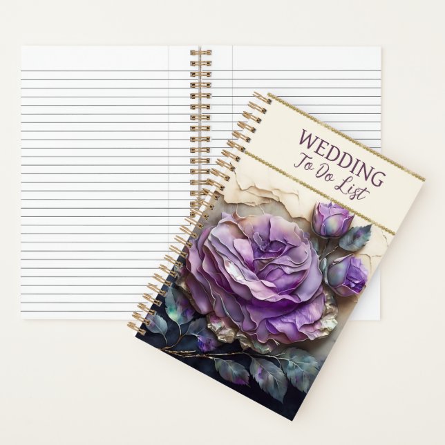Beautiful Purple Roses Wedding Planner Notebook (Inside)
