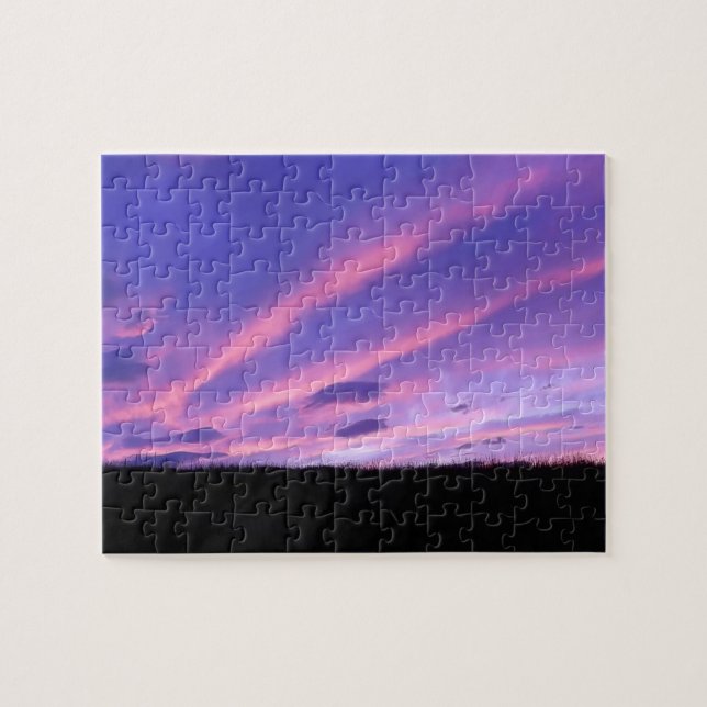 Beautiful Purple Sunset Sky Clouds Nature Scene  Jigsaw Puzzle (Horizontal)