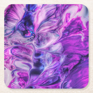 Beautiful Purple Swirls Smokey Background Square Paper Coaster