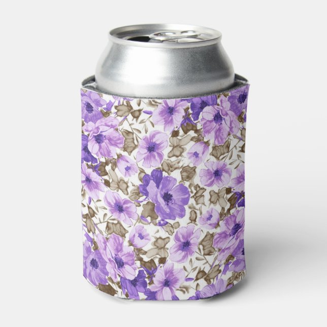 beautiful purple vintage flowers can cooler (Can Front)