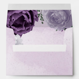 beautiful purple white flowers green leaves envelope