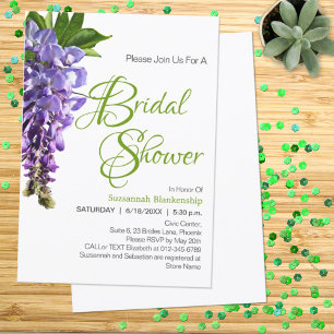 Beautiful Purple Wisteria Flowers Bridal Shower Invitation