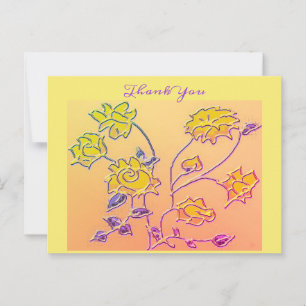 Beautiful Purple Yellow Floral Thank You Postcard