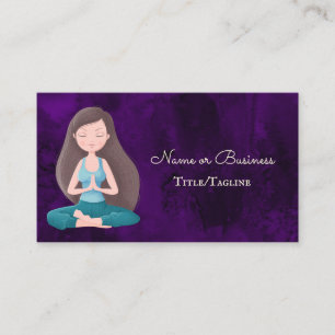 Beautiful Purple Yoga Girl Meditation Business Card