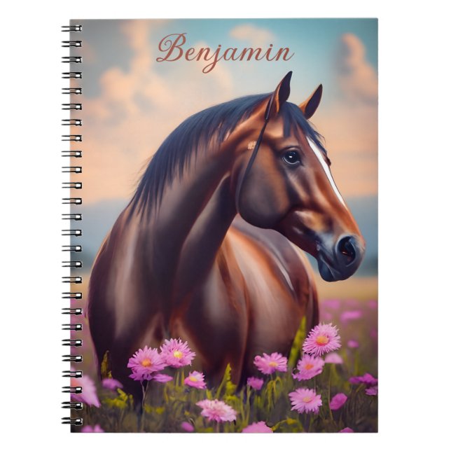 Beautiful Quarter Horse with flowers Name Notebook (Front)
