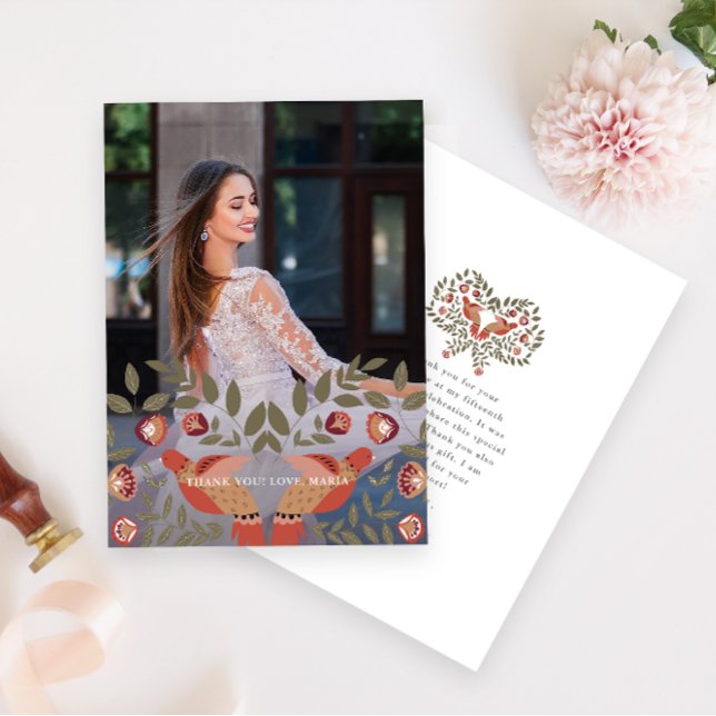 Beautiful Quinceanera Fiesta Thank You Photo Invitation (Creator Uploaded)