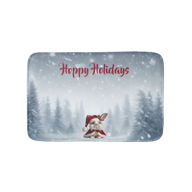 Beautiful Rabbit Christmas Bath Mat (Front)