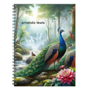 Beautiful Rain Forest with Peacock Personalised  Notebook