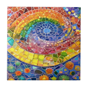 Beautiful Rainbow Abstract Faux Mosaic art Tile