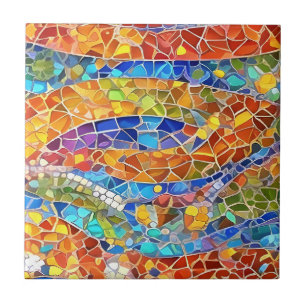 Beautiful Rainbow Abstract Faux Mosaic art Tile
