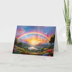 Beautiful Rainbow and Lake Birthday Card