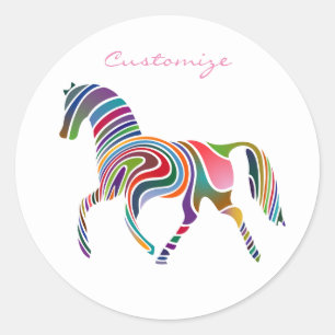 Beautiful Rainbow Color Horse Thunder_Cove Classic Round Sticker