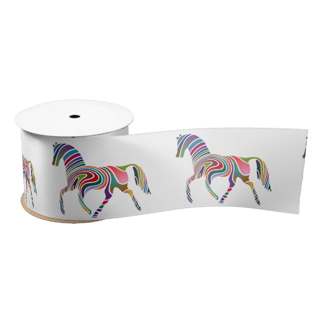 Beautiful Rainbow Color Horse Thunder_Cove Satin Ribbon (Spool)