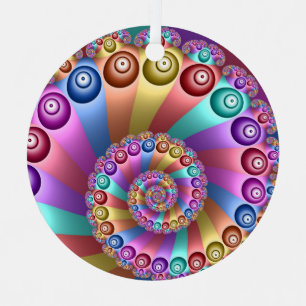Beautiful Rainbow Colors Abstract Fractal Art Metal Tree Decoration