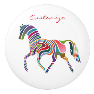 Beautiful Rainbow Colour Horse Thunder_Cove Ceramic Knob