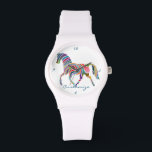 Beautiful Rainbow Colour Horse Thunder_Cove Watch<br><div class="desc">Beautiful Rainbow Colour Horse in powerful side profile stepping ,  personalise by changing to your name</div>