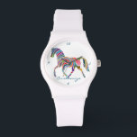 Beautiful Rainbow Colour Horse Thunder_Cove Watch<br><div class="desc">Beautiful Rainbow Colour Horse in powerful side profile stepping ,  personalise by changing to your name</div>