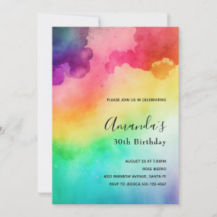 Beautiful Rainbow Colours Abstract Design Birthday Invitation