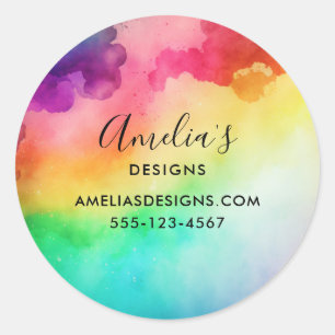 Beautiful Rainbow Colours Abstract Design Business Classic Round Sticker