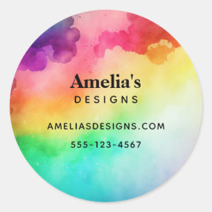 Beautiful Rainbow Colours Abstract Design Business Classic Round Sticker