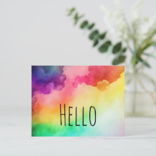 Beautiful Rainbow Colours Abstract Design Hello Postcard