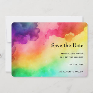 Beautiful Rainbow Colours Abstract Design Save The Date