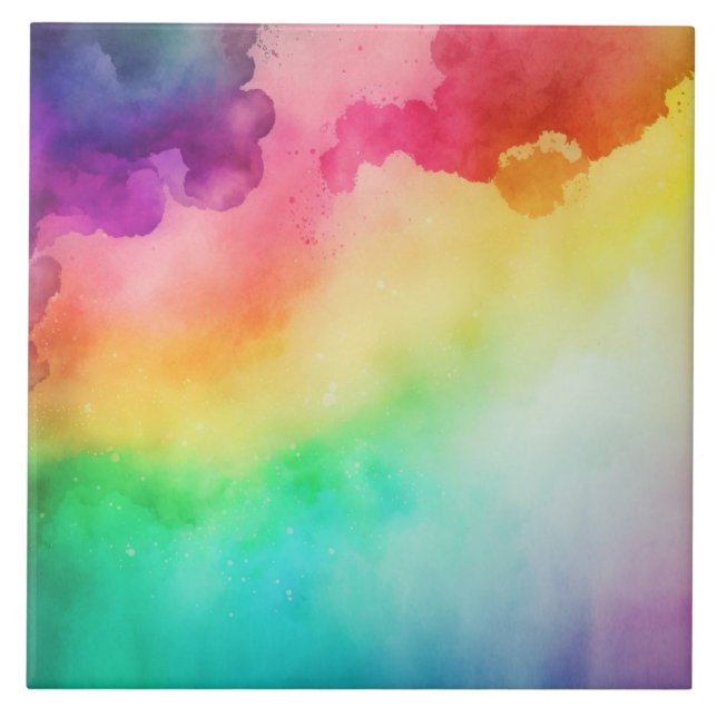 Beautiful Rainbow Colours Abstract Design Tile (Front)
