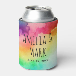 Beautiful Rainbow Colours Abstract Design Wedding Can Cooler