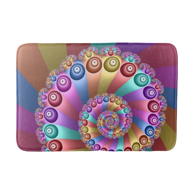 Beautiful Rainbow Colours Abstract Fractal Art Bath Mat (Front)